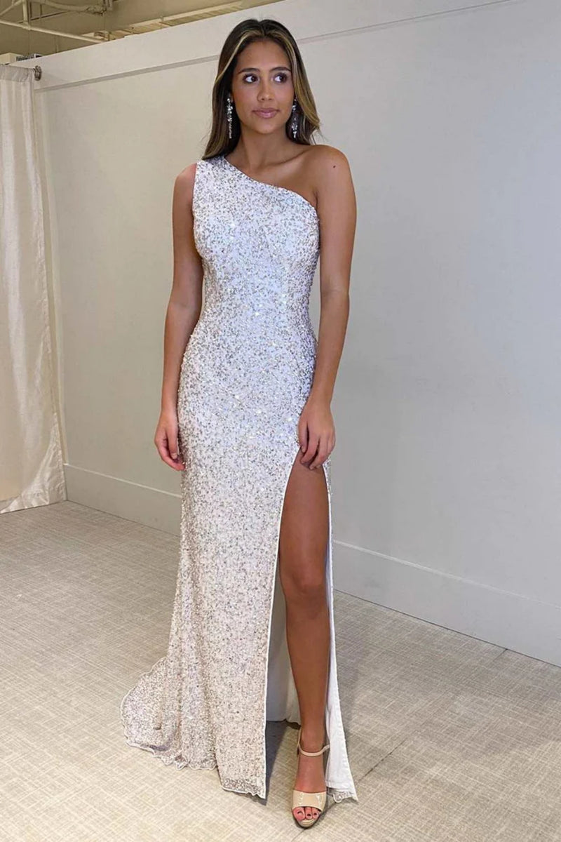 One Shoulder Mermaid Prom Dress with Sequins main image 1