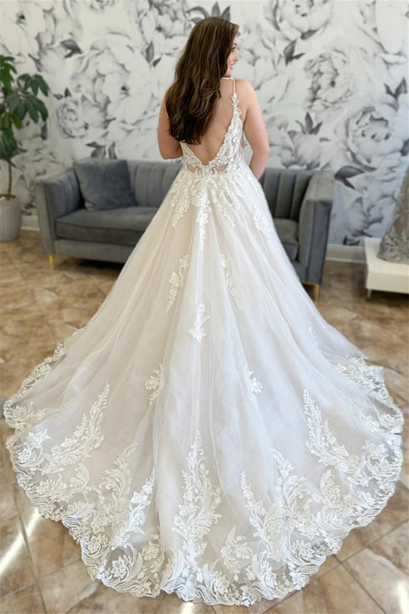 White Lace Wedding Dress Elegant Long Prom Dress main image 0