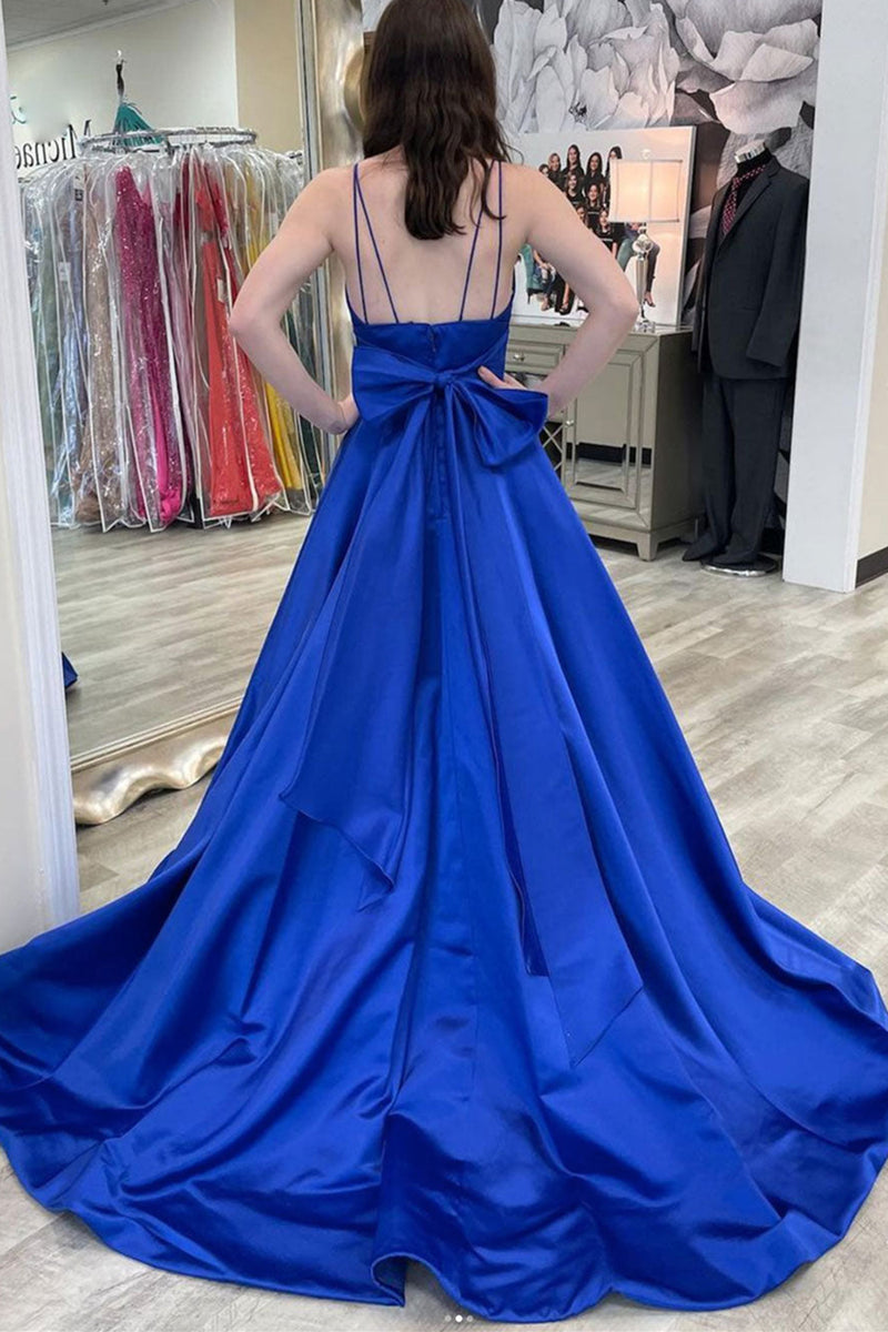 A Line V Neck Backless Royal Blue Long Prom Dresses, V Neck Royal Blue Lwt Dress A Line V Neck Backless Royal Blue Long Prom Dresses, V Neck Royal Blue Lwt Dress