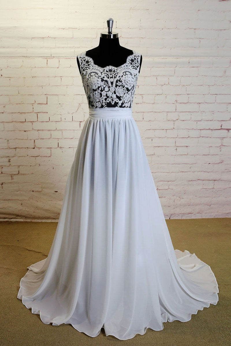 Ivory Lace Chiffon Long Prom Dresses, Ivory Wedding Dresses with Lace – Lwt  Dress