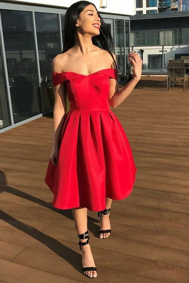Red Satin Princess Off Shoulder Short Prom Homecoming Dresses, Off Sho Lwt Dress Red Satin Princess Off Shoulder Short Prom Homecoming Dresses, Off Sho Lwt Dress