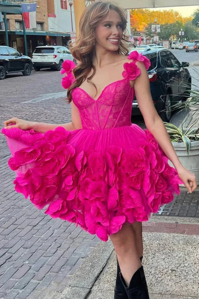 A Line V Neck Fuchsia Floral Short Prom Dresses, Fuchsia Homecoming Dr – Lwt Dress A Line V Neck Fuchsia Floral Short Prom Dresses, Fuchsia Homecoming Dr – Lwt Dress