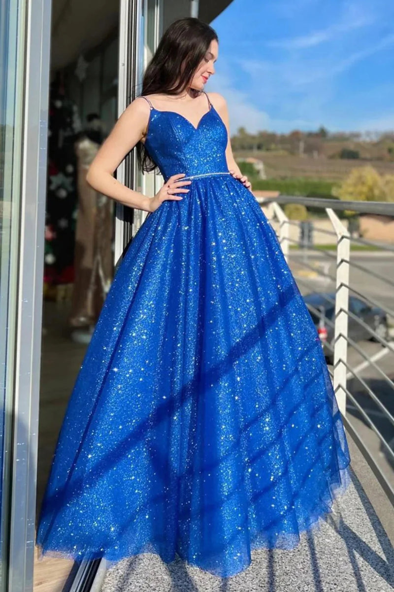 Kamiyah | Blue V-Neck Sheer Side Trumpet Long Formal Dress main image 1