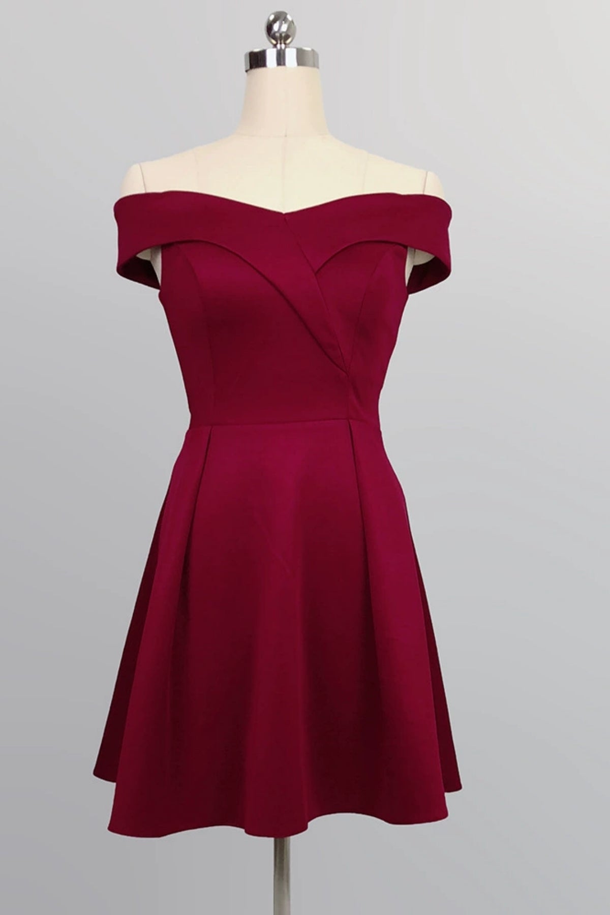 Cute Off the Shoulder Satin Short Prom Dresses, Off Shoulder Homecomin