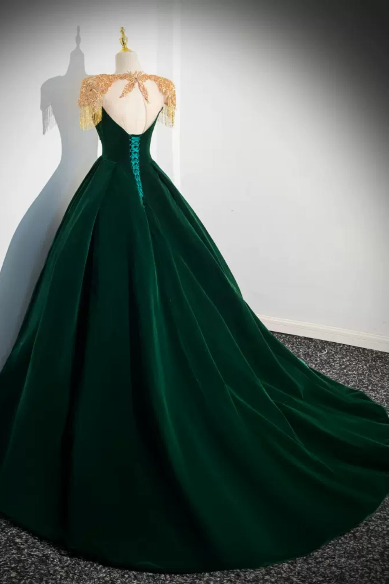 Dark Green Velvet Long Prom Dresses, Dark Green Formal Graduation Even ...