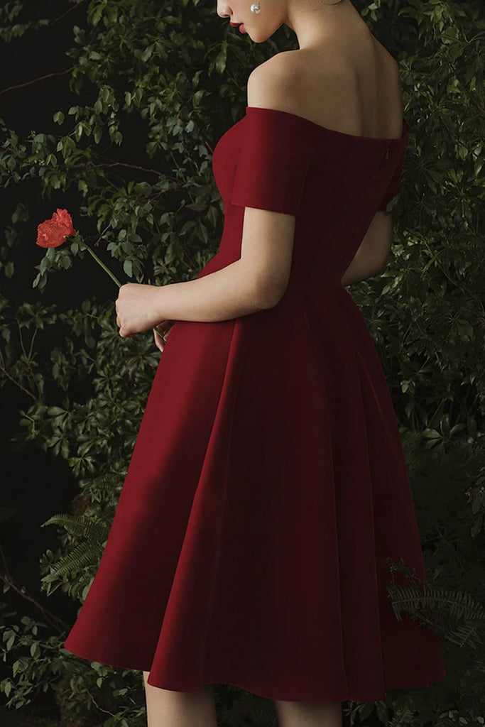 short dark red prom dresses Custom Made A Line Sweetheart Neck Dark Red Short Prom Dress, Homecomi jbydress