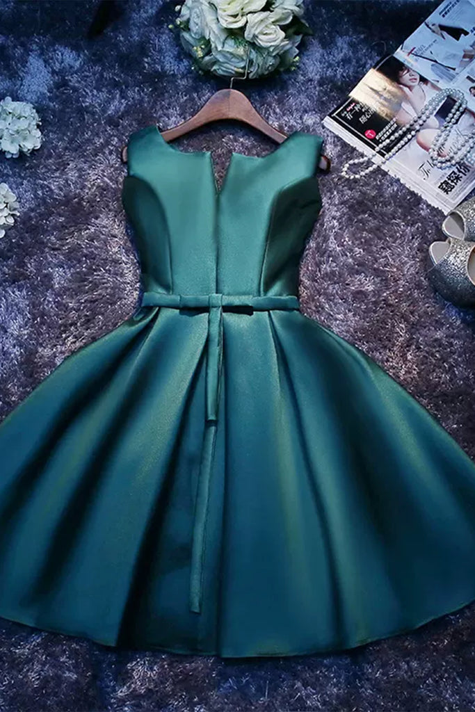 Emerald Green Princess V Neck Short Prom Dresses, Emerald Green Homeco ...
