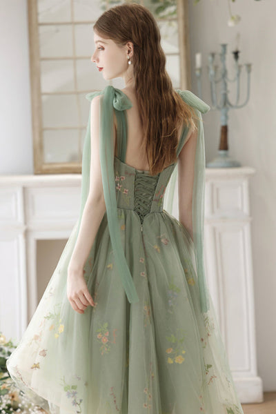 Green Lovely V Neck High Low Lace Prom Dresses with Appliques, Green L Lwt Dress Green Lovely V Neck High Low Lace Prom Dresses with Appliques, Green L Lwt Dress