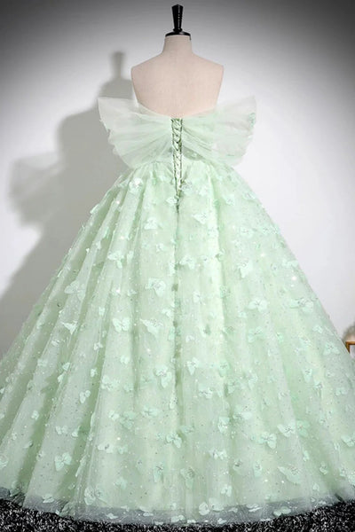 Mint Green Off Shoulder Long Prom Dresses with Bow Appliques, Long Mint Green Formal Evening Dresses WT1546