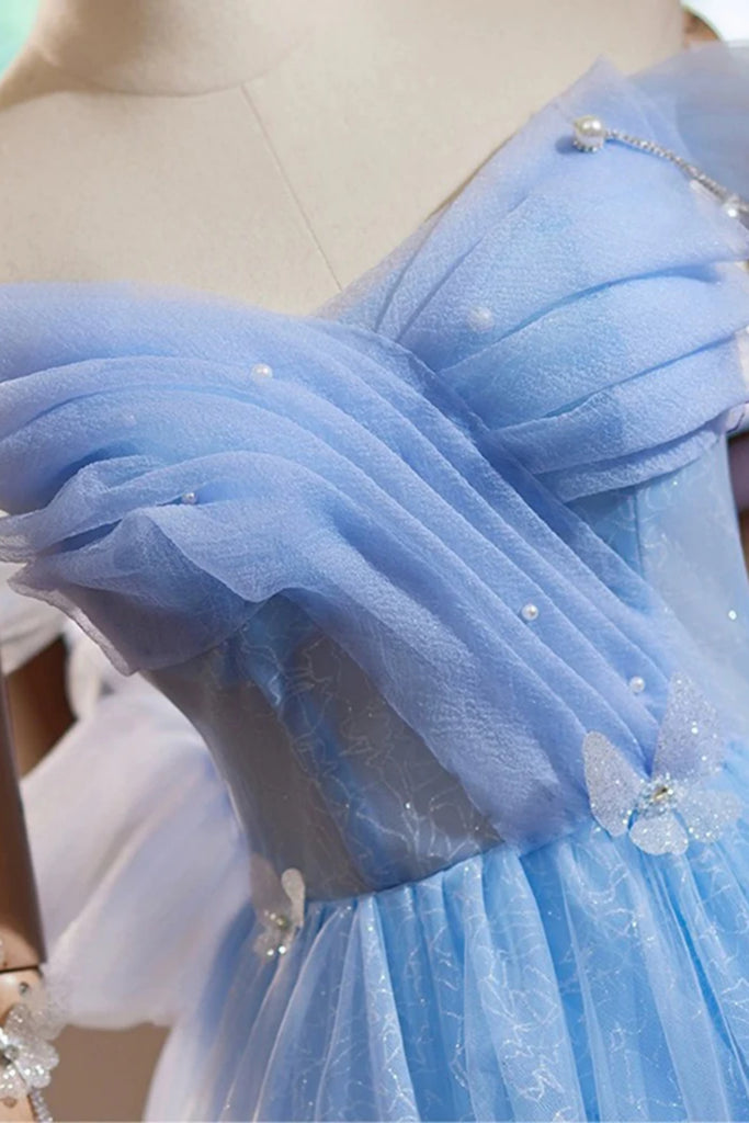 light blue off the shoulder homecoming dress light blue homecoming dress Off the Shoulder Short Blue Satin Prom Dresses, Short Blue Homecoming Dress with Flower, US 16 / Custom Color / No Rush-parroquiadesanalbertomagno.com