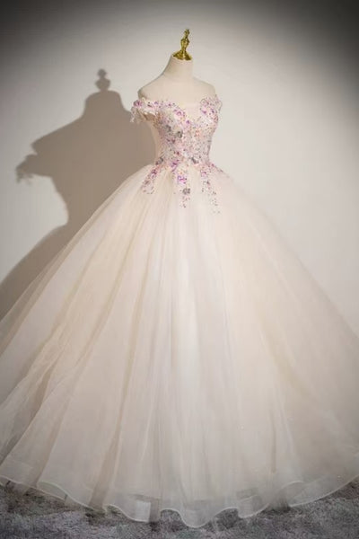 Off the Shoulder Pink Lace Long Prom Dresses, Pink Lace Formal Dresses, Pink Tulle Evening Dresses WT1832