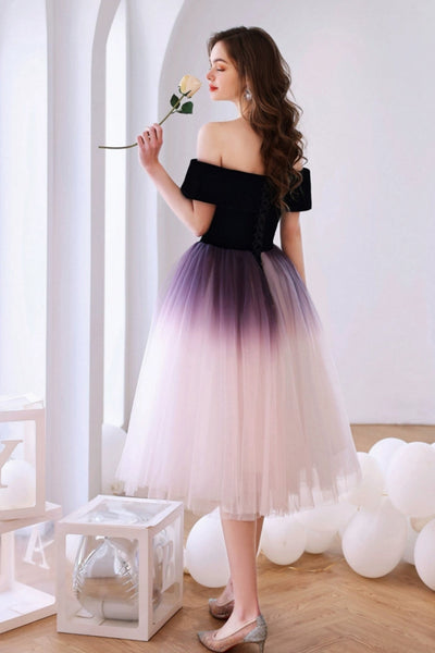 Ombre Off the Shoulder Short Prom Dresses, Ombre Homecoming Dresses, Short Off Shoulder Formal Evening Dresses WT1273