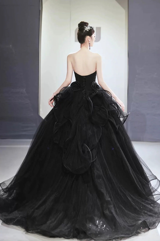 Open Back Strapless Sweetheart Neck Black Long Prom Dresses, Strapless Lwt Dress Open Back Strapless Sweetheart Neck Black Long Prom Dresses, Strapless Lwt Dress