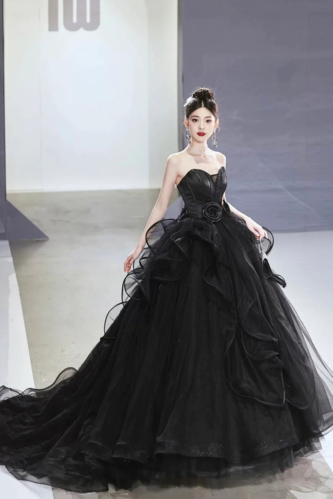 Open Back Strapless Sweetheart Neck Black Long Prom Dresses, Strapless Lwt Dress Open Back Strapless Sweetheart Neck Black Long Prom Dresses, Strapless Lwt Dress