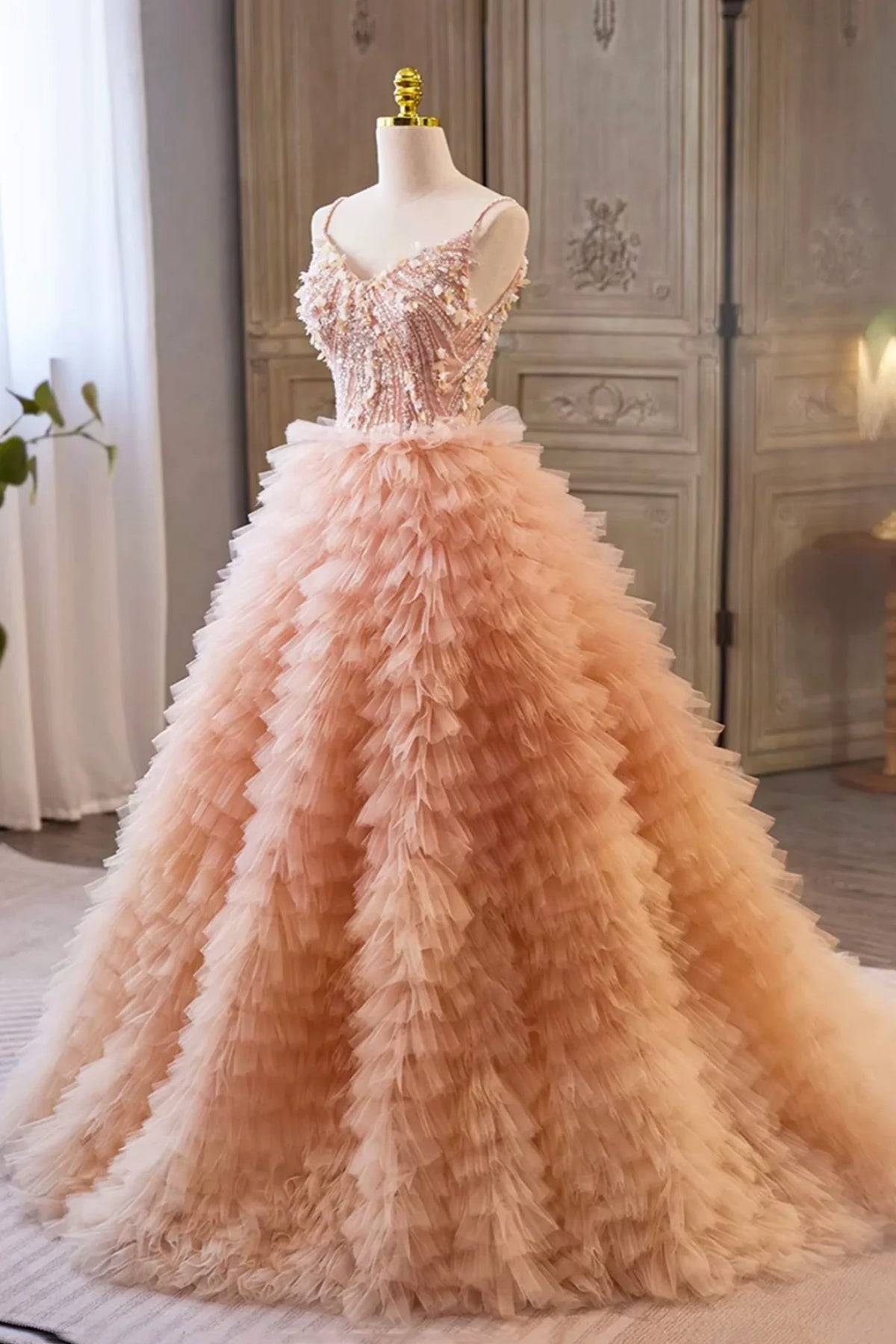 Pretty Sheath V Neckline Long Sleeves Pink Prom Dresses Birthday Outfits Evening Gown