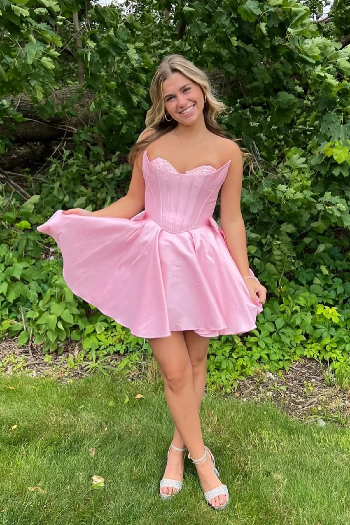 Bodycon Pretty Pink Dresses For Ladies Pink Satin Strapless Short Prom Dresses, Pink Homecoming Dresses WT149 Lwt Dress Bodycon Pretty Pink Dresses For Ladies Pink Satin Strapless Short Prom Dresses, Pink Homecoming Dresses WT149 Lwt Dress