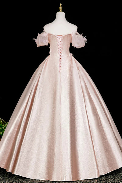 Shiny Pink Satin A Line Off the Shoulder Long Prom Dresses, Off Shoulder Pink Formal Dresses, Pink Evening Dresses WT1652