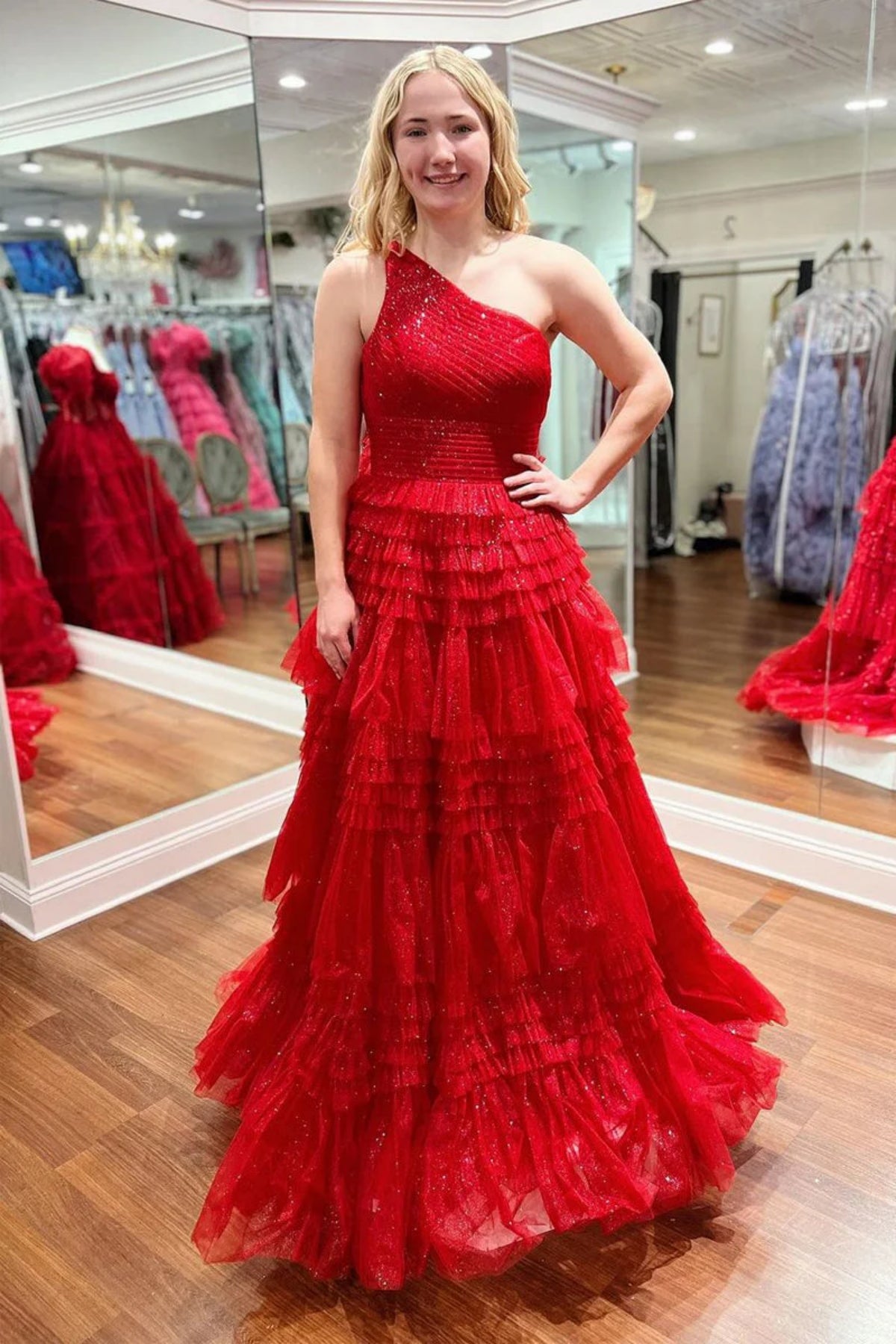 shiny red dresses red shiny dress Dark Red Sequins Side Slit Long Evening Prom Dresses, Sparkly Custom Prom Dress, MR8894