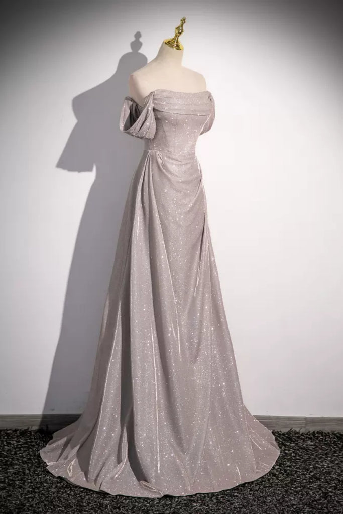 Silver Gray Mermaid Long Prom Dresses, Off Shoulder Silver Gray Formal Lwt Dress Silver Gray Mermaid Long Prom Dresses, Off Shoulder Silver Gray Formal Lwt Dress