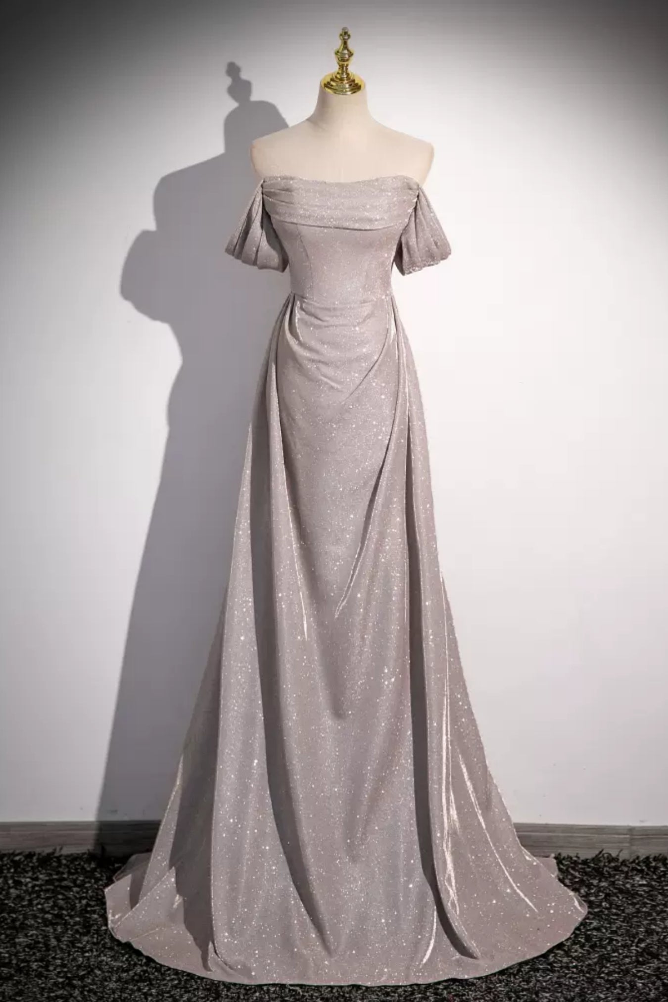 Silver Gray Mermaid Long Prom Dresses, Off Shoulder Silver Gray Formal Lwt Dress Silver Gray Mermaid Long Prom Dresses, Off Shoulder Silver Gray Formal Lwt Dress