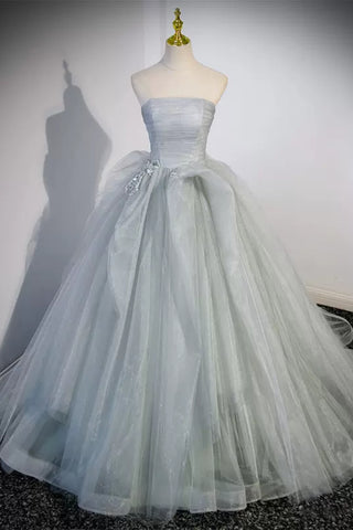 Strapless Tulle Long Prom Dresses, Long Tulle Formal Evening Dresses, Ball Gown WT1254