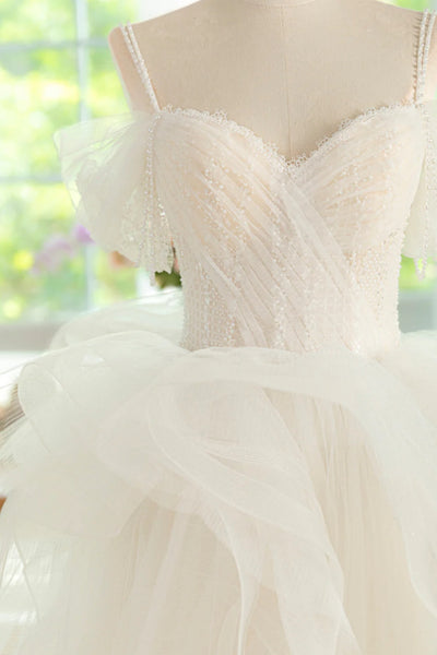 White Tulle Gorgeous Off Shoulder Long Prom Dresses, Off the Shoulder White Formal Dresses, White Evening Dresses WT1534