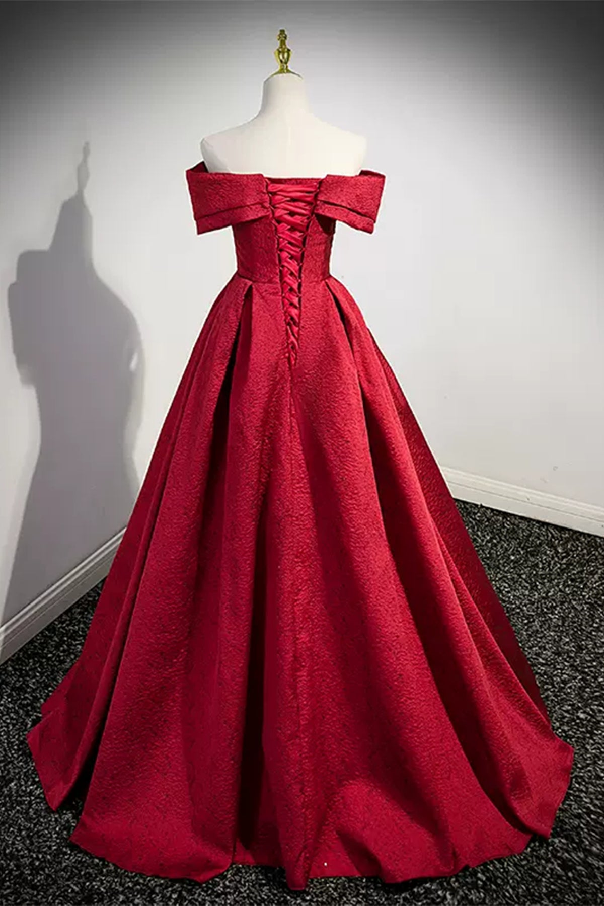 wine red off the shoulder prom dress Wine Red Tulle Off Shoulder Beaded Shiny Long Prom Dress, Wine Red Eve Formaldressy