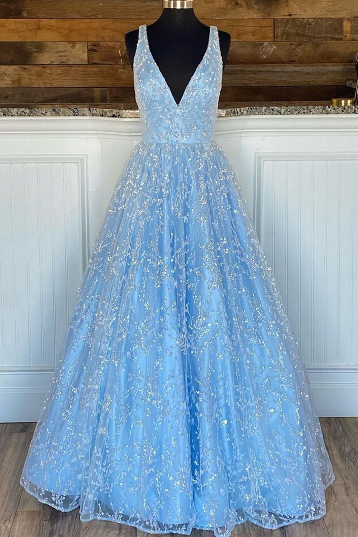 A Line V Neck Light Blue Lace Prom Dresses, Light Blue Lace Formal Gra Lwt Dress A Line V Neck Light Blue Lace Prom Dresses, Light Blue Lace Formal Gra Lwt Dress