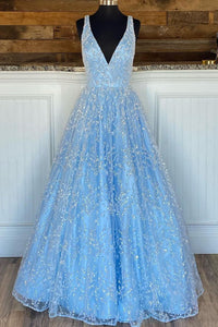 A Line V Neck Light Blue Lace Prom Dresses, Light Blue Lace Formal Gra Lwt Dress A Line V Neck Light Blue Lace Prom Dresses, Light Blue Lace Formal Gra Lwt Dress