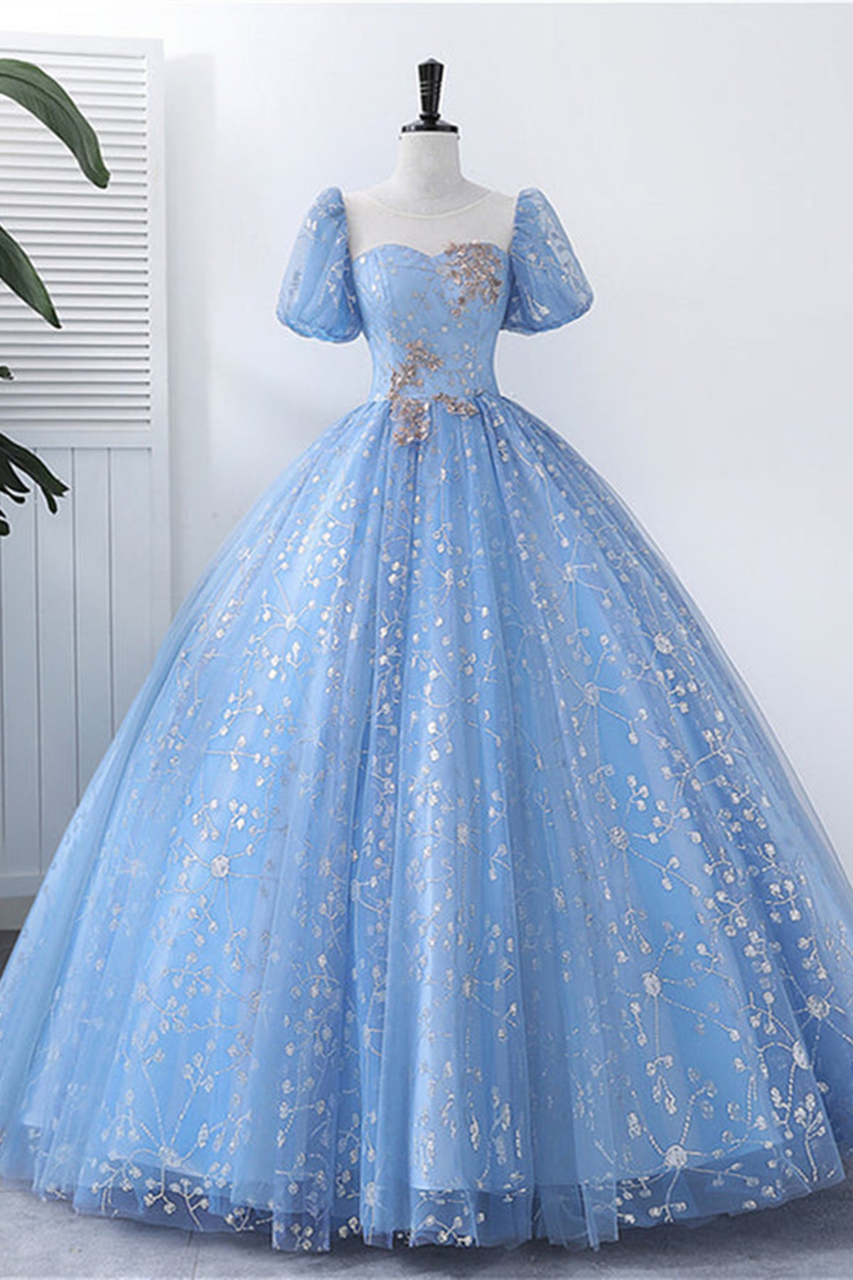 Blue Lace Gorgeous Short Sleeves Long Prom Dresses, Blue Lace Formal E Lwt Dress Blue Lace Gorgeous Short Sleeves Long Prom Dresses, Blue Lace Formal E Lwt Dress