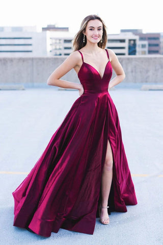 Burgundy Velvet V Neck Backless Long Prom Dresses, Burgundy Velvet Formal Dresses, V Neck Maroon Evening Dresses