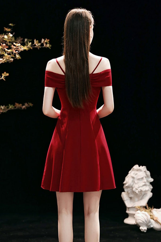 Cute Off Shoulder Burgundy Short Prom Dresses, Off the Shoulder Burgun Lwt Dress Cute Off Shoulder Burgundy Short Prom Dresses, Off the Shoulder Burgun Lwt Dress