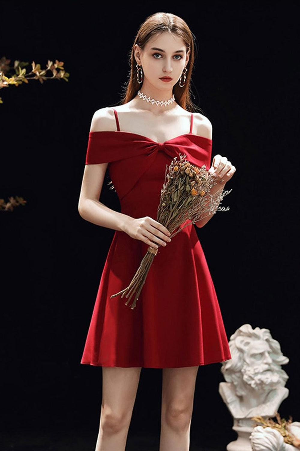 Cute Off Shoulder Burgundy Short Prom Dresses, Off the Shoulder Burgun – Lwt Dress