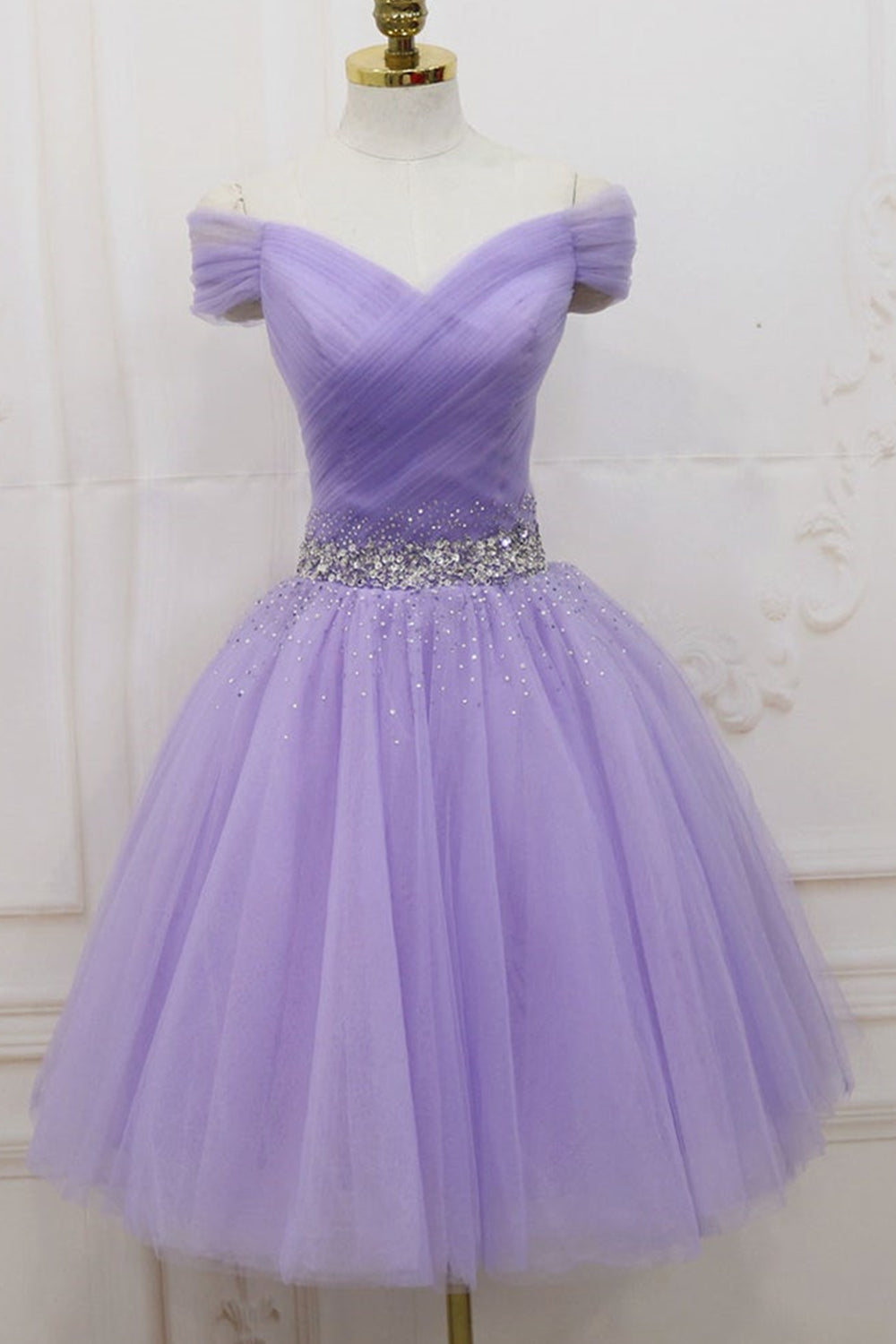 Cute Off Shoulder Purple Tulle Short Prom Dresses with Sequins, Off th – Lwt Dress Cute Off Shoulder Purple Tulle Short Prom Dresses with Sequins, Off th – Lwt Dress