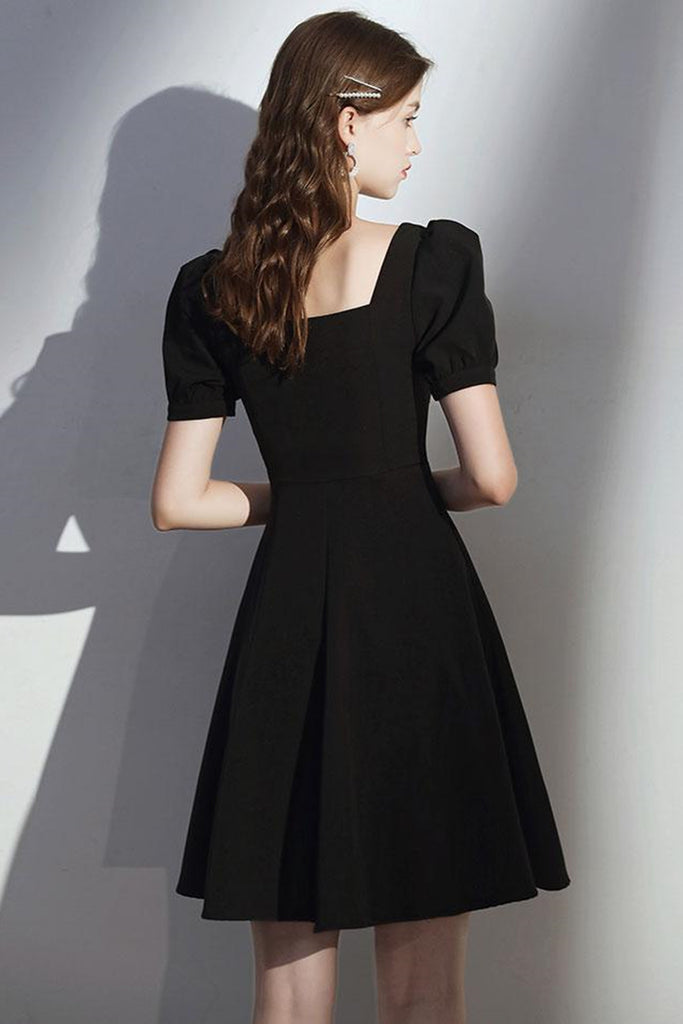 Cute Short Sleeves Black Prom Dresses, Short Black Homecoming Dresses, Lwt Dress Cute Short Sleeves Black Prom Dresses, Short Black Homecoming Dresses, Lwt Dress