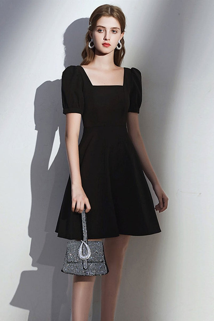 Cute Short Sleeves Black Prom Dresses, Short Black Homecoming Dresses, Lwt Dress Cute Short Sleeves Black Prom Dresses, Short Black Homecoming Dresses, Lwt Dress