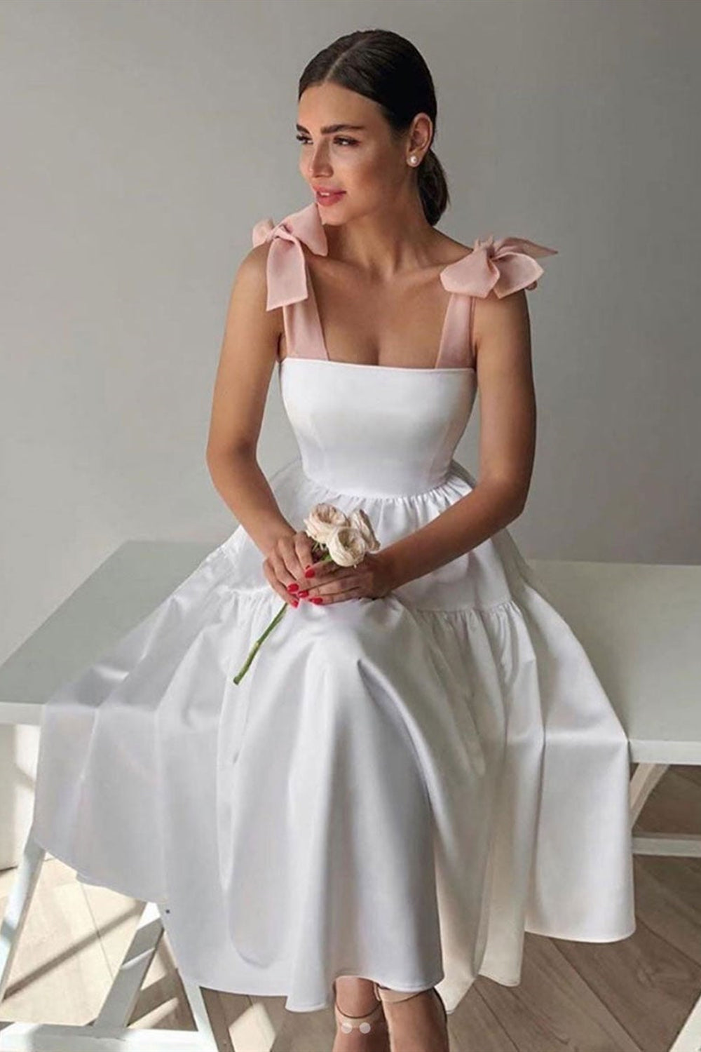 Elegant White Satin Short Prom Dresses, Short White Formal Evening Hom Lwt Dress Elegant White Satin Short Prom Dresses, Short White Formal Evening Hom Lwt Dress