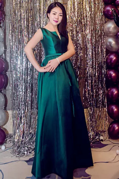 Emerald Green/Red Satin A Line Long Prom Dresses, Long Emerald Green/Red Formal Graduation Evening Dresses WT1203