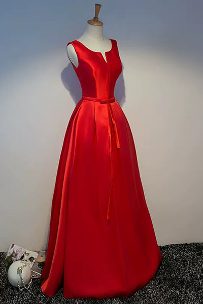 Emerald Green/Red Satin A Line Long Prom Dresses, Long Emerald Green/Red Formal Graduation Evening Dresses WT1203