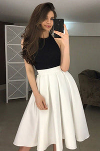 Halter Neck Backless White and Black Short Prom Homecoming Dresses, Bl Lwt Dress Halter Neck Backless White and Black Short Prom Homecoming Dresses, Bl Lwt Dress