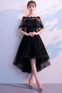 High Low Black Lace Short Prom Dresses, Short Black Lace Formal Evenin Lwt Dress High Low Black Lace Short Prom Dresses, Short Black Lace Formal Evenin Lwt Dress