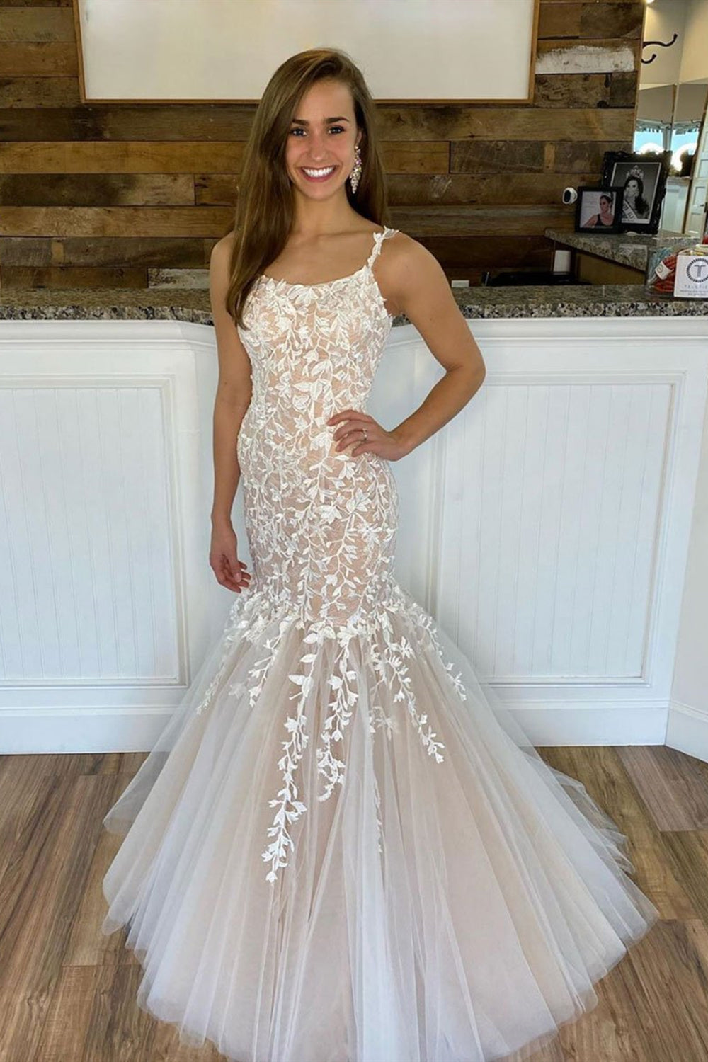 Mermaid Backless Champagne Lace Long Prom Dresses, Mermaid Champagne F Lwt Dress Mermaid Backless Champagne Lace Long Prom Dresses, Mermaid Champagne F Lwt Dress
