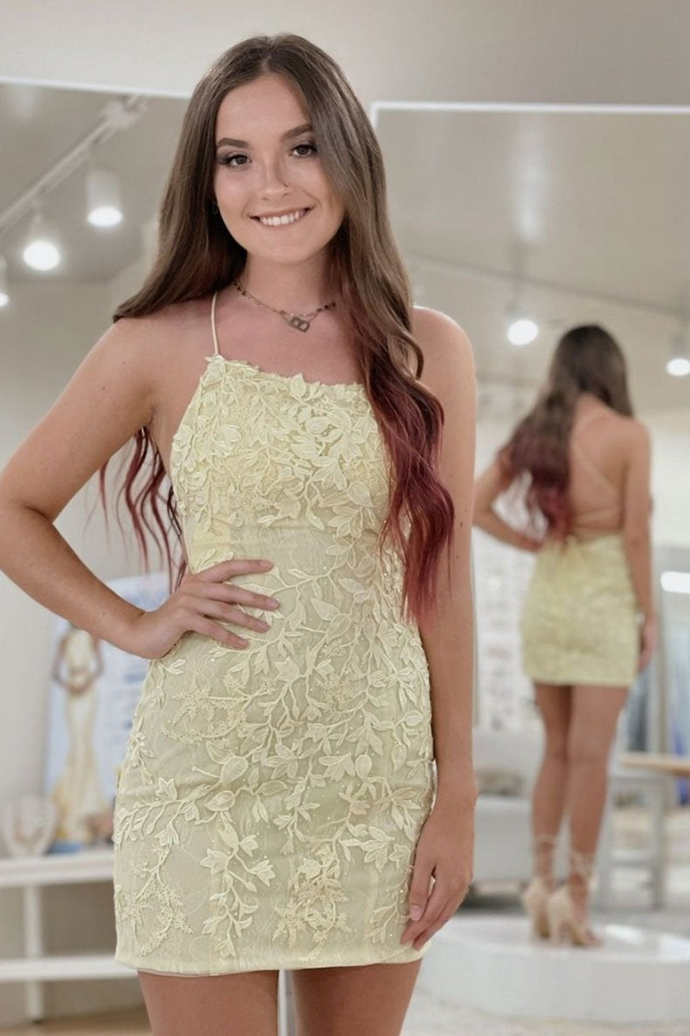 Mermaid Backless Yellow Lace Short Prom Homecoming Dresses, Mermaid Ye Lwt Dress Mermaid Backless Yellow Lace Short Prom Homecoming Dresses, Mermaid Ye Lwt Dress