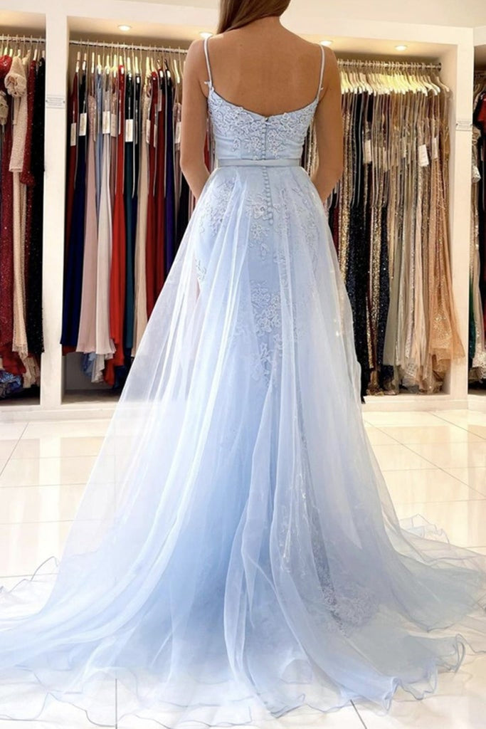 Mermaid Open Back Light Blue Lace Long Prom Dresses, Light Blue Lace F Lwt Dress Mermaid Open Back Light Blue Lace Long Prom Dresses, Light Blue Lace F Lwt Dress