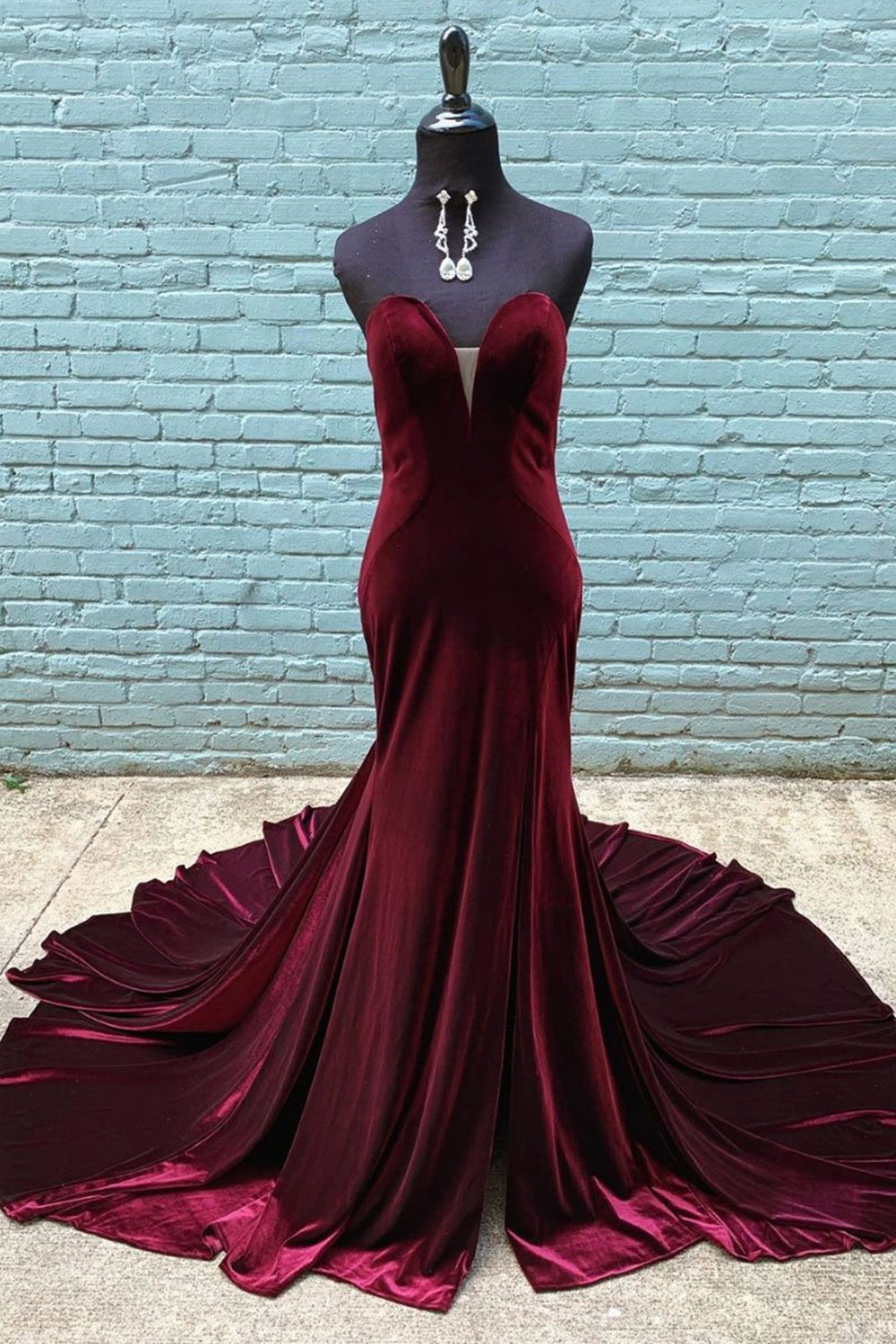 Mermaid V Neck Burgundy Velvet Long Prom Dresses, Mermaid Burgundy For Lwt Dress Mermaid V Neck Burgundy Velvet Long Prom Dresses, Mermaid Burgundy For Lwt Dress