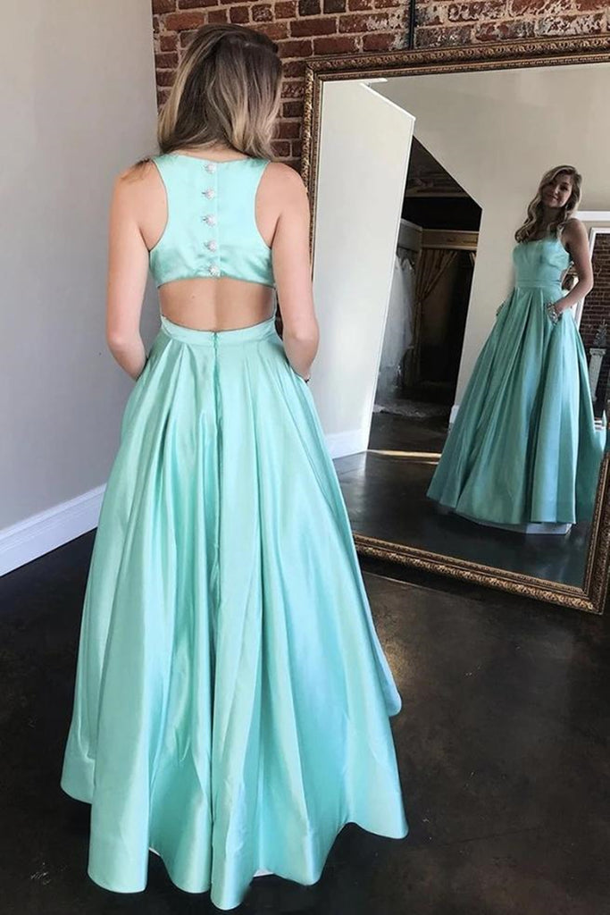 Mint Green Satin Long Prom Dresses Round Neck Mint Green Formal Gradua Lwt Dress Mint Green Satin Long Prom Dresses Round Neck Mint Green Formal Gradua Lwt Dress