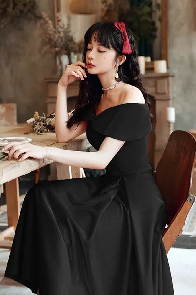 Off Shoulder Short Black Prom Dresses, Off the Shoulder Black Homecomi Lwt Dress Off Shoulder Short Black Prom Dresses, Off the Shoulder Black Homecomi Lwt Dress