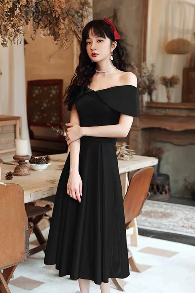 Off Shoulder Short Black Prom Dresses, Off the Shoulder Black Homecomi Lwt Dress Off Shoulder Short Black Prom Dresses, Off the Shoulder Black Homecomi Lwt Dress