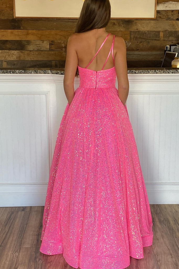 One Shoulder Hot Pink Prom Dresses, One Shoulder Hot Pink Long Formal Lwt Dress One Shoulder Hot Pink Prom Dresses, One Shoulder Hot Pink Long Formal Lwt Dress