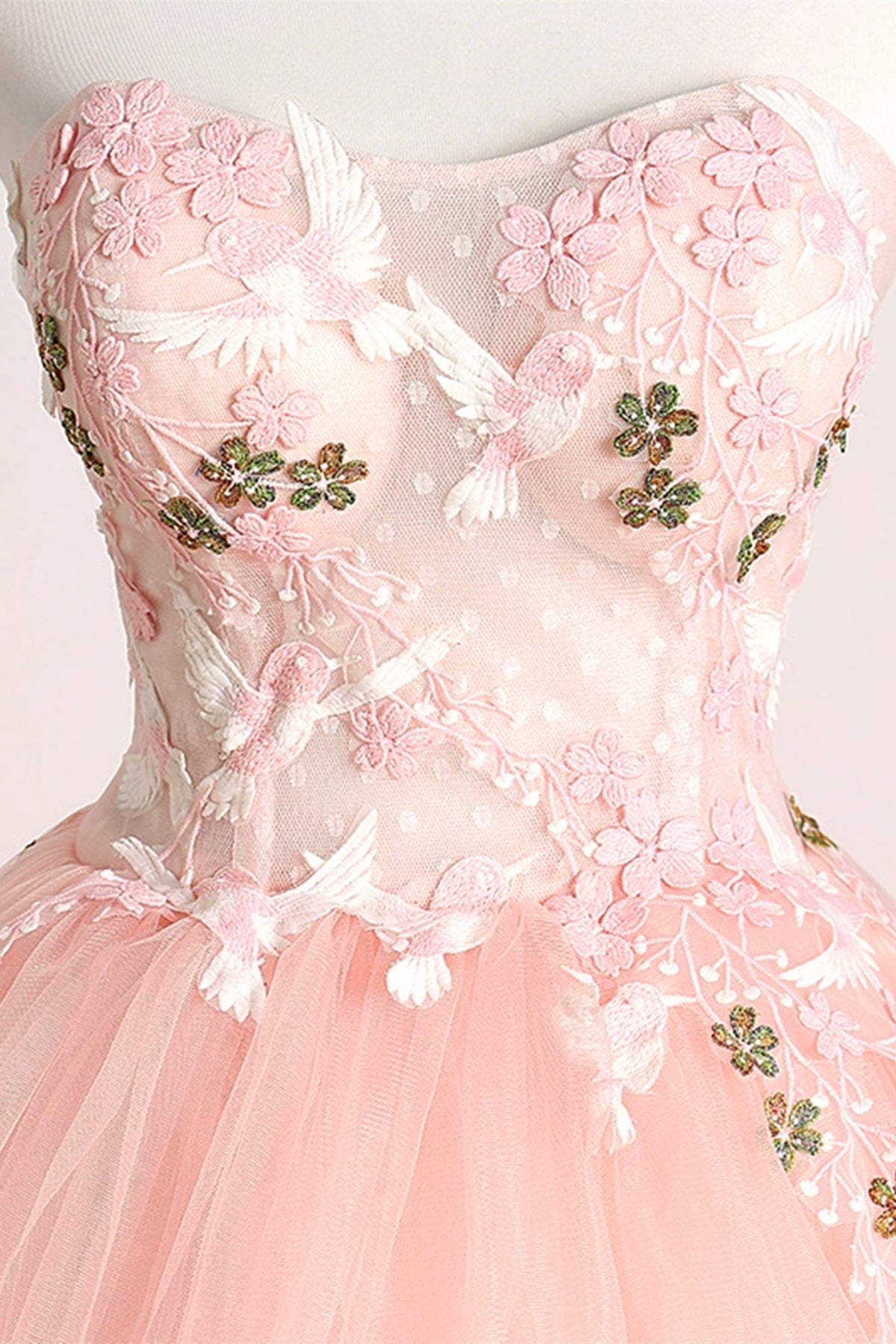 Pink Halter Tulle Tiered Backless Long Prom Dress with Slit,DP1762 main image 1